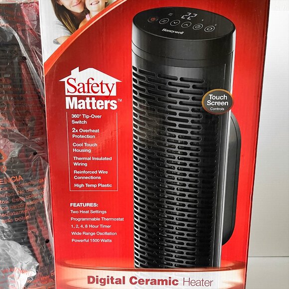 Honeywell HCE352C Digital Ceramic Tower Heater 1500w Black - Picture 9 of 11